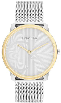 Calvin Klein Orologio Con Movimento Al Quarzo A Due Lancette da Donna Collezione CK ICONIC con Cinturino in Maglia Metallica in Acciaio Inossidabile Argentato - 25300014