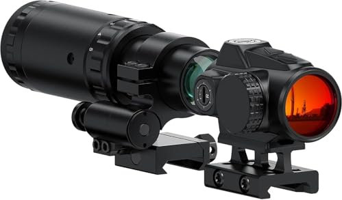 Feyachi M57 1,5X - 5X Magnifier mit V90 2 MOA Red Dot Visier Combo-Kit,1 x 25mm Zielfernrohr mit Red Dot Lupe für 20/22mm Picatinny/Weaver-Schienen