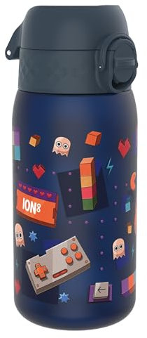 Ion8 Borraccia per Bambini, 350 ml, a Prova di Perdite, Facile da Aprire, Serratura Sicura, Lavabile in Lavastoviglie, Senza BPA, Maniglia per il Trasporto, Facile Pulizia, Videogiocatore
