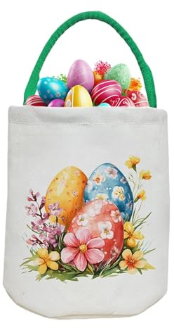 Vaciador divertido cesta de Pascua, bolsas de Pascua con asa - Bolsas para contenedores para niños de gran capacidad, bolsa muerta de tela para niña, mujer, novia, hermana, hija