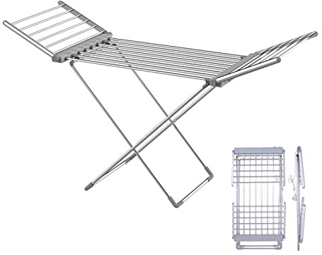 Electric Clothes Drying Rack, Fast Heating Laundry Rack, Clothes Rack, Quick Drying, Waterproof Clothes Dryer with Height Adjustable Wings for Clothes, Towels, Linens Beautifu