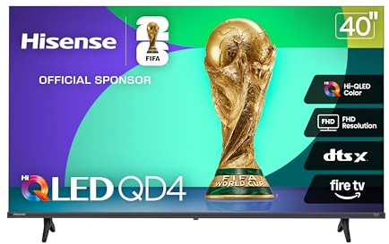 Hisense 40-Inch Class QD4 Series Hi-QLED FHD Smart Fire TV (40QD4QF, 2025 Model) - Quantum Dot Color, DTS Virtual: X, Alexa Built in, Slim Bezel Design