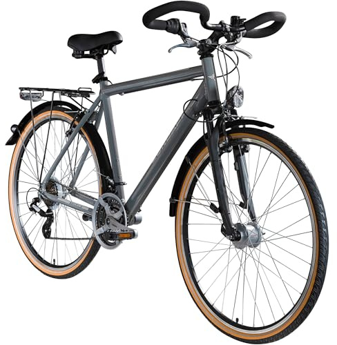 ZÜNDAPP T700 Trekkingrad Damen Herren 28 Zoll ab 160 cm Fahrrad Trekking Rad 21 Gang StVZO Trekkingbike (grau, 55 cm)