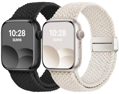 Fullmosa Bracelets Nylon Élastique pour Apple Watch 49/46/45/44mm | Nylon Extensible Respirant, Fermoir Magnétique Ajustable Compatible avec iWatch Ultra Series 11 10 9 8 7 6 5 4 SE 3 2 1