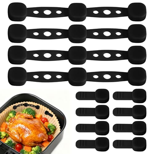 Silicone Aimant Air Fryer, 12 Pièces Aimant air Fryer Magnétique en Silicone Papier Cuisson Friteuse à air Chaud Accessoire Airfryer, Papier Sulfurisé Cuisine Boucle Magnet
