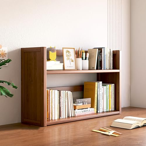 Escritorio de nogal, estantería de escritorio de 3 capas y estante de almacenamiento para oficina en casa, dormitorio universitario y encimera con cajón, elegante organizador de madera