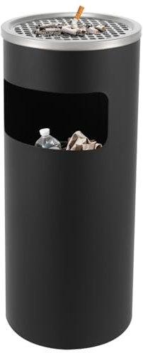 Standaschenbecher für draußen Mülleimer mit Aschenbecher Abfalleimer mit Inneneimer 60,5 x 24,5 cm 30 L Schwarz für Garten, Hotel, Raucherbereich