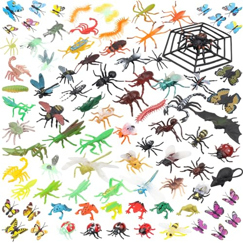 DOITEM 88PCS Mini Bug Toys Fake Plastic Bugs and Insects for Kids Toddler Halloween Birthday Party Favors Easter Valentines Basket Stuffers Goodie Bag Fillers April Fool's Day Prank Gifts