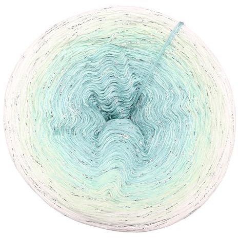 Farbverlaufsgarn Eismeer mit Glitzer 4 oder 3 Fach Bobbel Wolle häkeln stricken strickgarn (Eismeer mit Glitzer - Wollweiß außen, 3Fach - 300g/1500m)