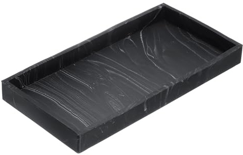QUARKZMAN Badezimmer Schminktisch Tablett 20 x 10 cm Tablett Marmor Schwarz | Seifenspender, Küchenspülen Organizer, Silikon, Splitterfestes, Für Seifen Schlüssel Kerzen Schmuck