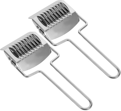 FUOYLOO Taglierina Manuale per Tagliatelle in Acciaio Inox 2 Pezzi Rullo Rotante, Utensile da Cucina Compatto per Pasta Artigianale e Trito Erbe Aromatiche, Macchina Pasta Fatta in Casa
