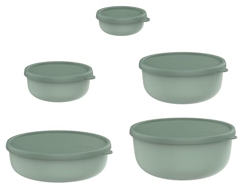 Mepal - Mikrowellengeschir set 5 teilig Lumina - Frischhaltedosen mit Deckel für Kühlschrank, Gefrierschrank, Dampfgarer & Mikrowelle - - Aufbewahrungsbox - 7.5 l - Nordic sage