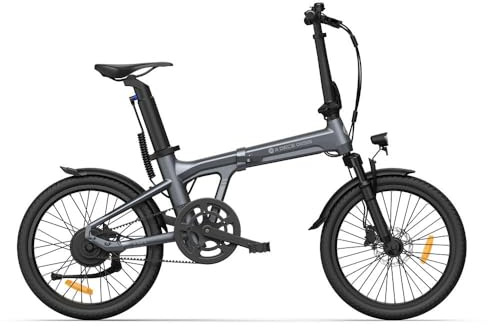 ADO E-Bike Air 20S E-Fahrrad Faltbar, Klapprad Riemenantrieb, Citybike, 1 Gang, Hintermotor, 250W, 25KM/H, Ebike Damen/Herren, StVZO, 20 Zoll, Grau