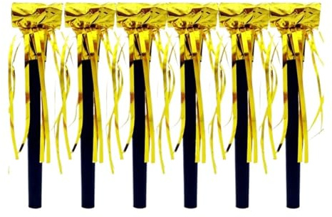 Party Noise Makers Oro Argento Frange Glitter Fischietti Corna(B-gold)
