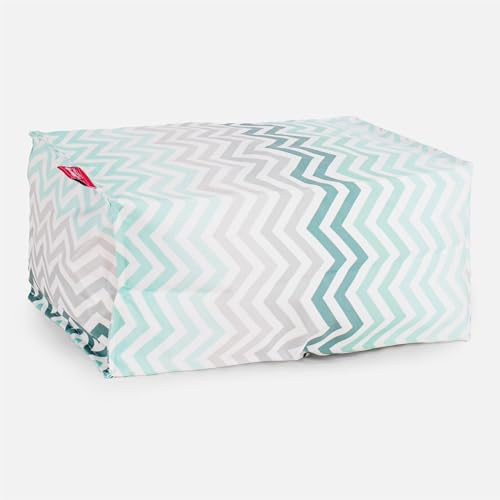 Lounge Pug Kleiner Fußhocker Pouf, Chevron Türkis, Sitzpouf, Pouf Sitzsack Hocker Wohnzimmer