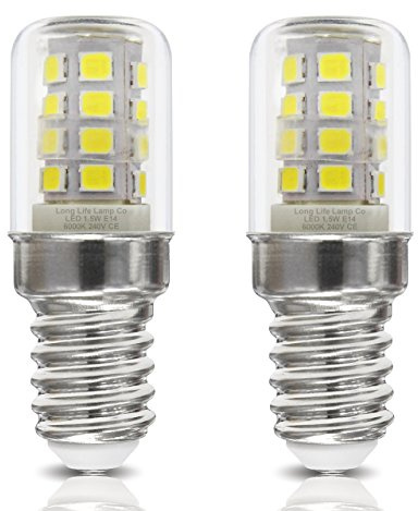 2 Pack SMD LED Fridge Bulb E14 Cool White 1.5w 240v Also Replacement for Sewing Machine Lamp