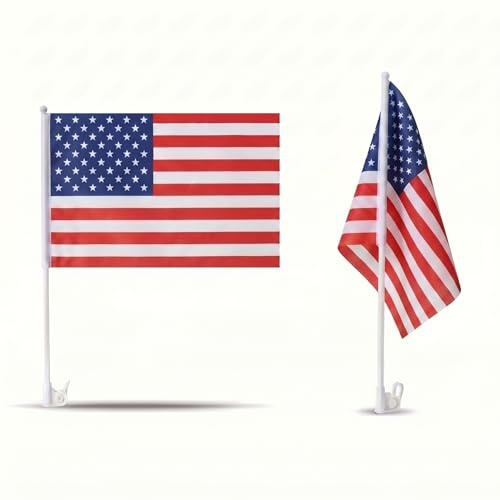2er Set Auto Fahne USA - Autofahnen Amerikanische Flagge 30 x 45 cm, Fußball Fanartikel, WM & EM, Länderflagge USA