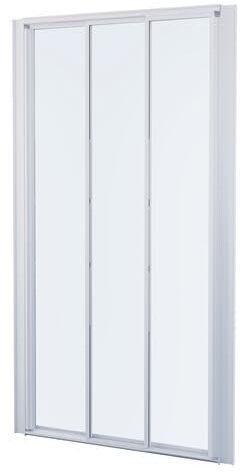 ONDÉE Porte de douche MISSI 100x185cm Façade coulissante volets profilé 5mm | Epaisseur 4mm, Installation réversible, Verre trempé sérigraphié 3 bandes blanches, aluminium blanc, simple rapide