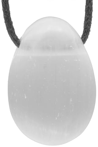 Lebensquelle Plus Tropfen Anhänger mit Baumwollband + Edelsteinkarte | Set-Angebot Echter Edelsteinanhänger | Gebohrter Trommelstein Tropfenanhänger