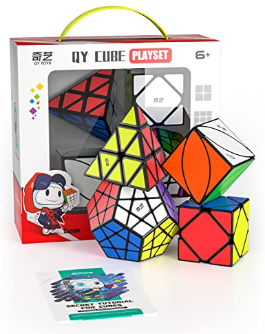 ROXENDA Zauberwürfel Set, Speed Cube Set mit 2x2 3x3 4x4 5x5 Zauberwürfel mit Geschenkbox, Geheimes Tutorial für Speed Cube (Irregular Cube)