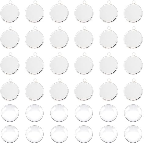 UNICRAFTALE 304 Edelstahl flach rund Charme Parameter Lünette Blanko Kamee Tablett Anhänger Cabochon Parameter für Frauen Schmuckherstellung