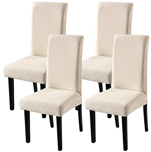 Fuloon Stuhlhussen 4er Set, Stuhlüberzug Universal Stretch Abnehmbare Stuhlbezug, Bezüge für Esszimmerstühle Schwingstuhl Moderne Hochzeit Bouquet, Hotel, Restaurant Dekor