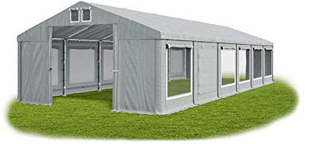 Das Company Partyzelt 6x12m Lagerzelt Universalzelt Moskitonetz wasserdicht grau Zelt 560g/m² PVC Plane ganzjährig Gartenzelt Winter ISDM - Zeltgarage, Pavillon, Zeltgarage Winterfest - Winterzelt
