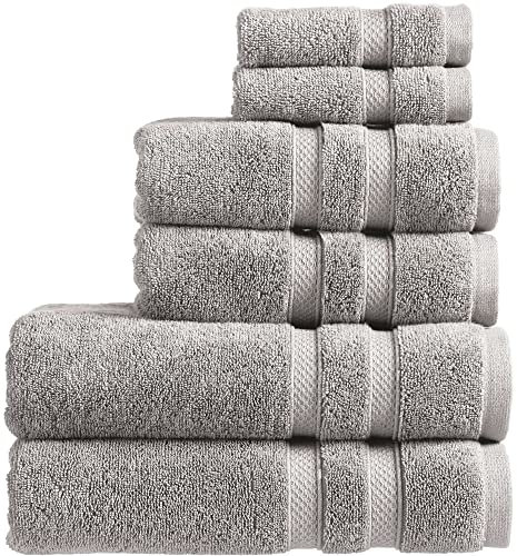 Christy Chroma Grey Towel Set | Set of 6 | 2 Bath 2 Hand 2 Face | Highly Absorbent Heavyweight 675GSM | Bold and Bright | Soft Smooth Shower Towels | 100% Cotton | Sustainably Made | Dove Grey