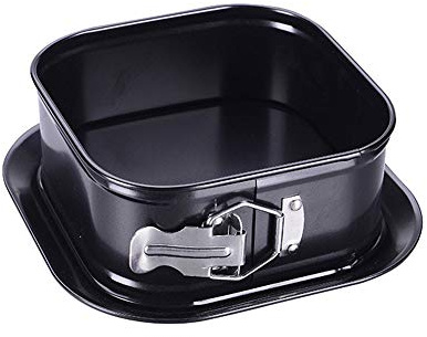 Teglie da forno per torte, fondo rimovibile con fibbia, quadrate, profonde per torte, torte, dessert, biscotti, cheesecake, mousse, quiche (17,5 x 17,5 x 8 cm)