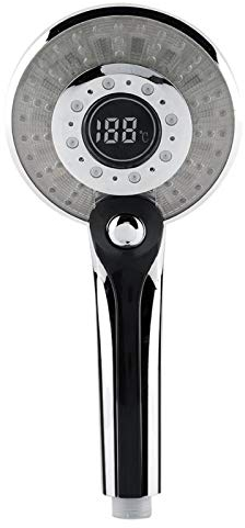 Tyenaza Alcachofa de Ducha con Luz Led, Cabezal de Ducha LED Ajustable de 3 Colores, Pantalla LCD Digital Control de Temperatura Filtro de Cabezal de Ducha con luz LED