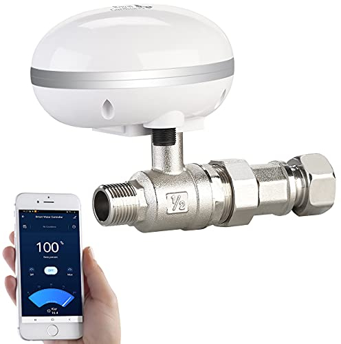 Royal Gardineer Absperrventil: WLAN-Bewässerungscomputer mit Durchfluss-Regelventil und App-Steuerung (Bewässerungscomputer mit Ventil, Durchflussbegrenzer Wasserhahn, Durchflussmenge)