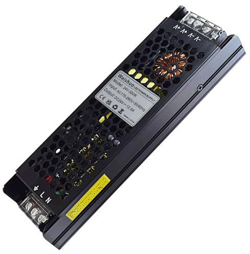 Transformador LED 24V 300W Ultrafino Controlador LED de Voltaje Constante AC 220/230V a 24V 12.5A Fuente de Alimentacion para Tira LED Bombillas Luces de Interior