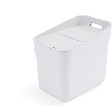 CURVER Ready to Collect 100% Recycled 20L Kitchen Accessories Recycling Lift Top Bin White Light Grey Lid