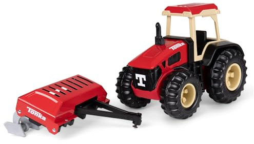 Tonka Steel Classics, Traktor & Pflug, Basic Fun, 6221, Landwirtschafts-Spielzeugfahrzeug für kreatives Spielen, Landmaschinen-Spielzeug für Jungen, Mädchen und Kinder ab 3 Jahren