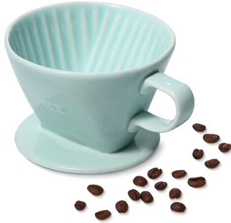 LHUKSGF Pour Over Ceramic - Cafetera de cerámica con 3 agujeros de fondo plano, cono de filtro lento de porcelana para viajes, camping, oficina, hogar, cafetera