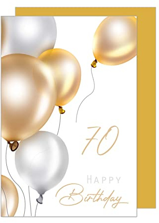 Edition Seidel Premium Glückwunschkarte zum 70. Geburtstag mit Umschlag. Geburtstagskarte Grusskarte Billet Luftballons Karte Happy Birthday Mann Frau (GZ349-70 SW023)