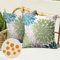 Fundas Cojines 40x40 Impermeable Funda de Cojín para Sofá Exterior Lino Flores de Dalia Modernos Decoración para Sala de Estar Dormitorio Jardín Terraza Cama Hogar Exterior Juego de 2, Verde y Azul