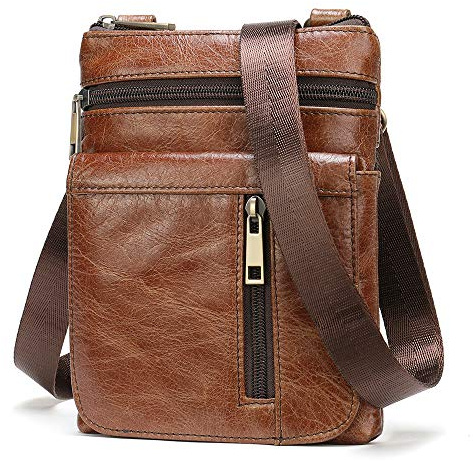 Handy Schultertasche Leder Herren, Gürteltasche Handy Herren Leder, Vertikale PU Leder Männer Umhängetaschen Handyholster Telefon Bauchtasche Bügel Crossbody Bag Hüfttaschen Brieftasche Geldbörse