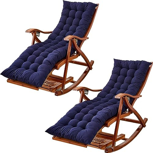 RUYICZB 2Er Set Liegenauflage, Auflagen Für Gartenliegen Liegenauflagen Polster Relaxliegenauflage, Stuhlkissen Mit Hoher Rückenlehne Für Outdoor Indoor Terrasse Strand,Blau