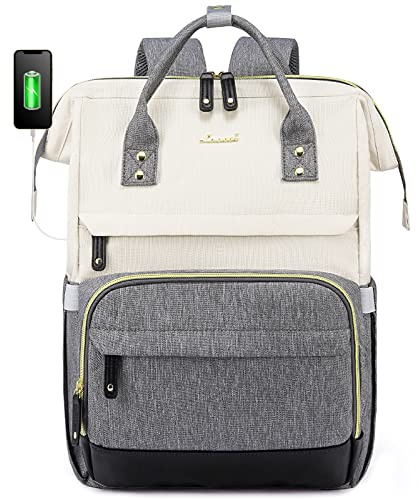 LOVEVOOK Laptop Backpack Womens,15.6inch Rucksack Bags for Women School College Work University Travel, Large Waterproof Ladies Backpacks, Back Pack for Woman, Teacher Bag, Beige Grey | School College Work University Travel, Large Waterproof Ladies Backpacks, Back Pack for Woman, Teacher Bag, Beige Grey