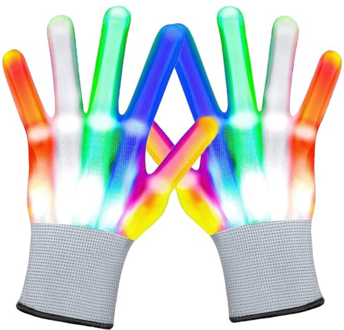 LED Handschuhe Kinder, LED Scream Ghostface Halloween Maske, Led Handschuhe Erwachsene, für Halloween Mitgebsel Weihnacht Raves Party Clubs Partygeschenke,Pielzeug ab 3 4 5 6 7 8 Jahre Junge Mädchen