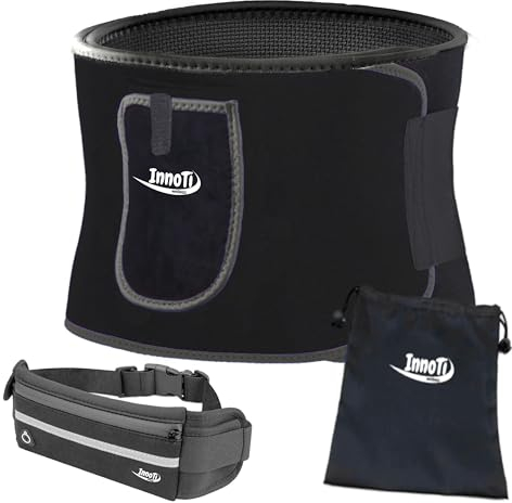 InnoTi Bauchweggürtel Damen und Herren – Bauchgürtel aus Neopren fürs Fitnessstudio und Training – Schwitzgürtel mit Sauna-Effekt Schwarz XL