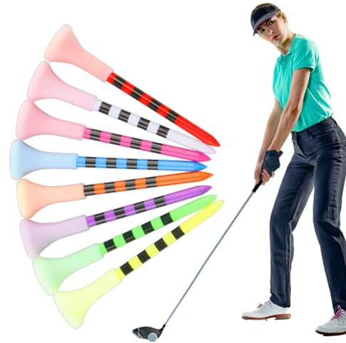 ZORQ Flight Path Golf-Tees - 50 Stück Golfzubehör-Tees, professionelle Golfball-Tees,Gestreiftes, weiches 83-mm-Tee. Im Dunkeln leuchtende Ball-Tees für Golfanfänger