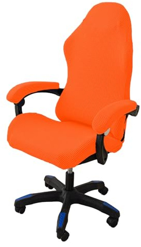ZRCYXDW Funda Elástica para Silla de Gaming-Naranja-Large | Funda Protectora para Sillas de Juego, Ordenador y Oficina con Reposabrazos, Extraíble y Lavable