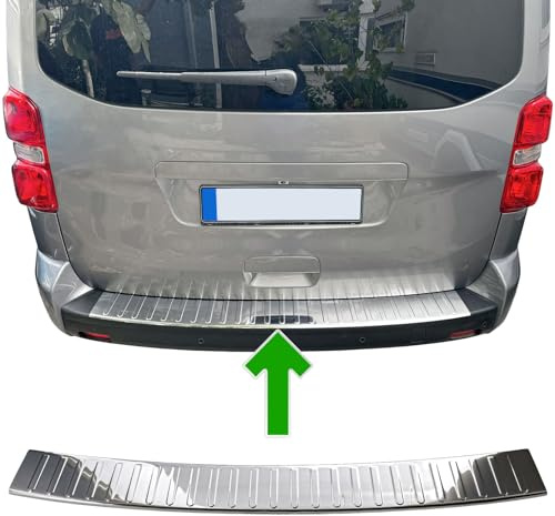 Protection de pare-chocs arrière compatible avec Peugeot Expert III | à partir de 2016+ acier inoxydable chromé Protection pour bord du coffre de chargement