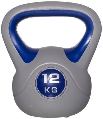 BAKAJI Kettlebell in Ghisa per Palestra e Riempimento Cemento, Fitness, Riabilitazione, Esercizio, Allenamento Forza, Impugnatura Ergonomica Anti-Scivolamento, Fondo Piatto (12, Chilogrammi)