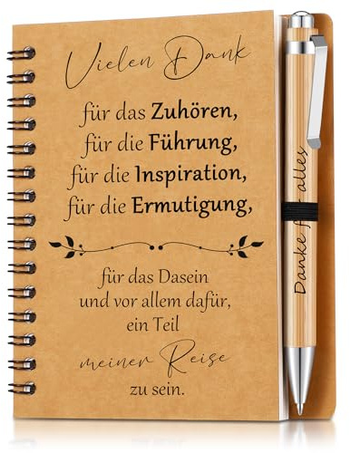 Sinmoe Abschiedsgeschenk Dankeschön Kollegen Motivierendes Notizbuch | Inspirierendes Mini Spirale Notizblock mit Holz Kugelschreiber, Abschiedsgeschenk Mitarbeiter, Danke Geschenke für Kollegen