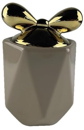 CASA MILANO 1 Pezzo Barattolo da Cucina in Porcellana con Fiocco Tortora e Oro 1100 ml