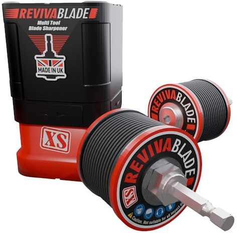 Revivablade® XS Multi-Tool Blade Sharpener with Hex Arbor for Cordless Drill or Impact! Precision Resharpening of Oscillatory Multi-Tool Blades, 35mm Wide. Suitable for Professional Trades and DIY.