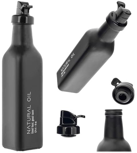 KADAX Bouteille en verre pour huile d'olive - 250 ml - Carafe robuste - Décorative pour la cuisine (noir)